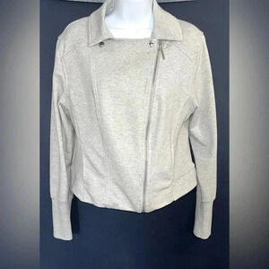 Gray large Halston asymmetrical zipper jacket